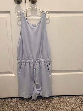 Sleeveless Light Blue Drawstring Romper